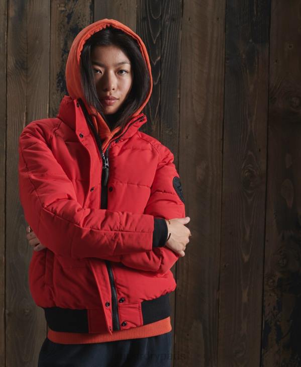 Superdry femmes veste bomber everest sans capuche D64Z5659 vêtements rouge