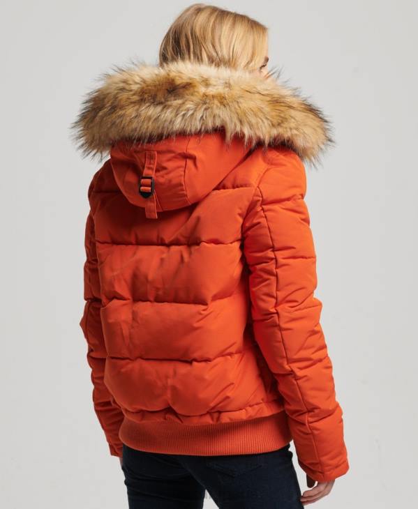 Superdry femmes veste bomber matelassée à capuche everest D64Z3591 vêtements orange