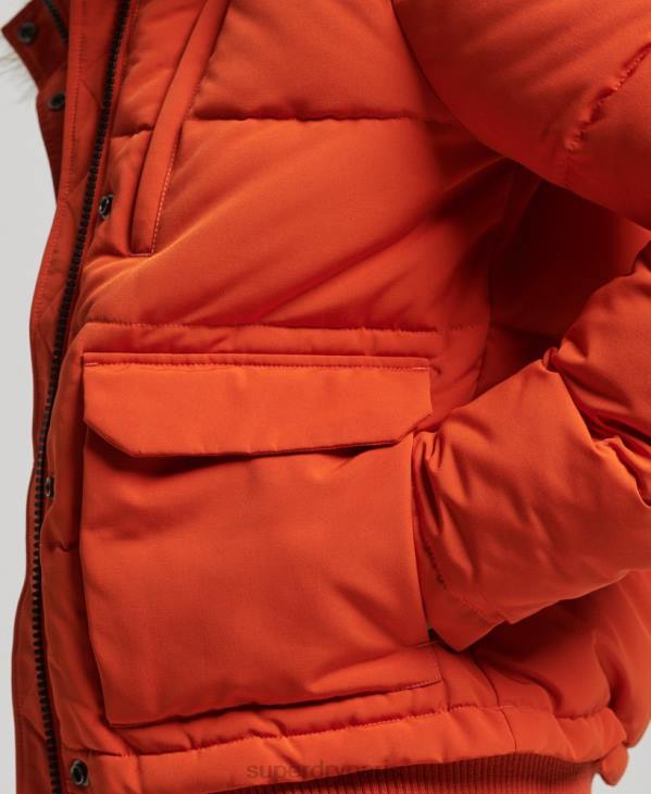 Superdry femmes veste bomber matelassée à capuche everest D64Z3591 vêtements orange