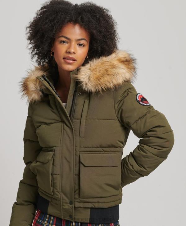 Superdry femmes veste bomber matelassée à capuche everest D64Z3671 vêtements vert