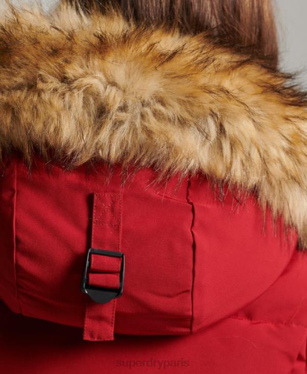 Superdry femmes veste bomber matelassée à capuche everest D64Z3676 vêtements rouge