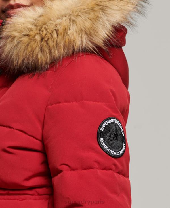 Superdry femmes veste bomber matelassée à capuche everest D64Z3676 vêtements rouge