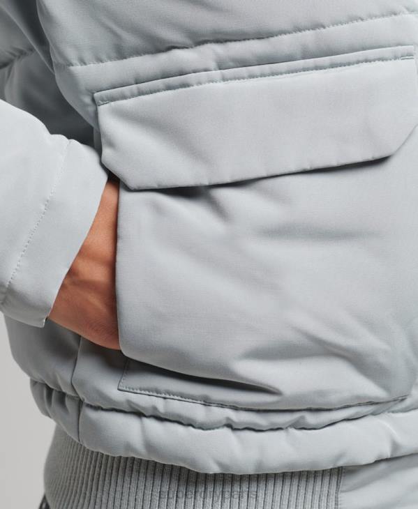 Superdry femmes veste bomber matelassée à capuche everest D64Z3736 vêtements bleu clair