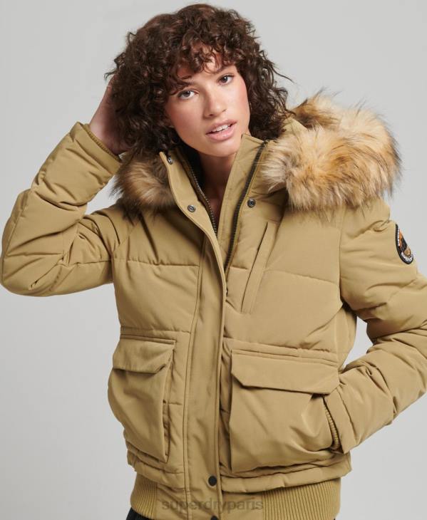 Superdry femmes veste bomber matelassée à capuche everest D64Z3749 vêtements bronzer