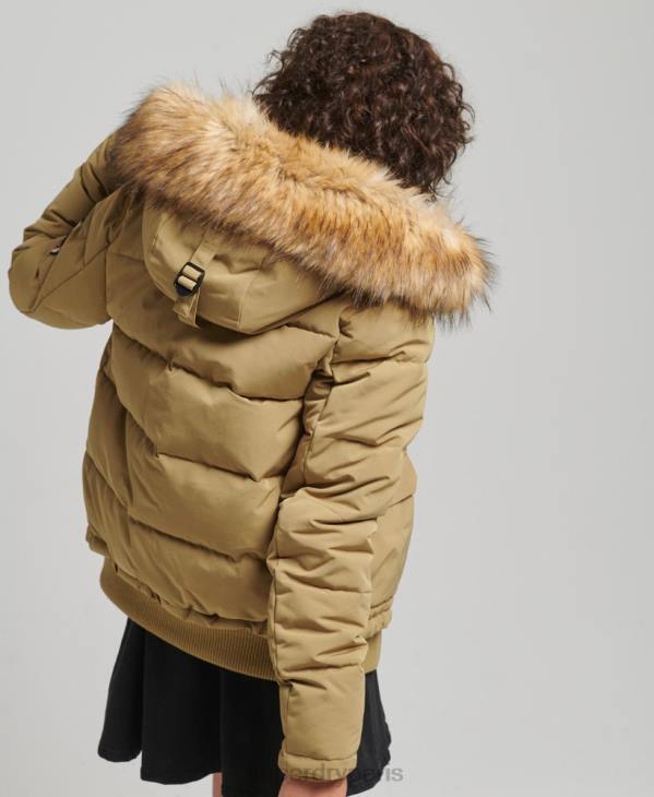 Superdry femmes veste bomber matelassée à capuche everest D64Z3749 vêtements bronzer