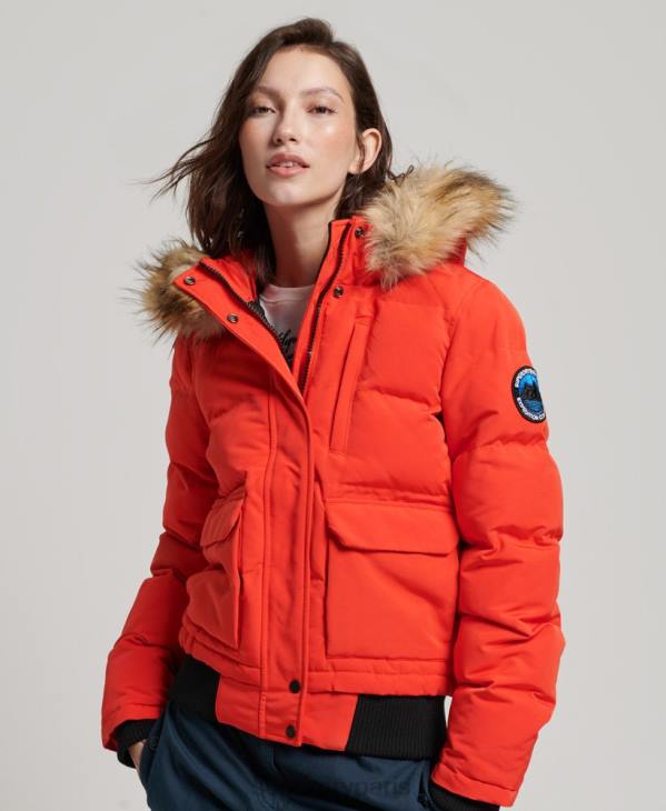 Superdry femmes veste bomber matelassée à capuche everest D64Z3750 vêtements orange