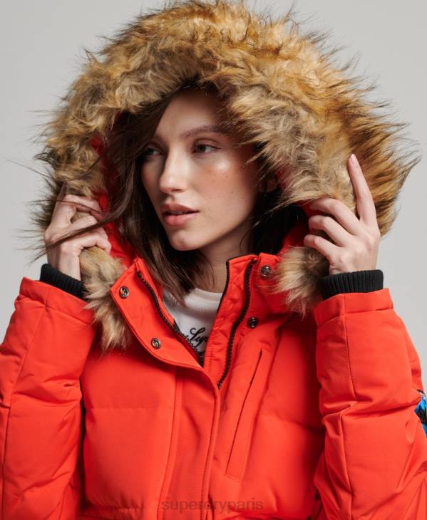 Superdry femmes veste bomber matelassée à capuche everest D64Z3750 vêtements orange
