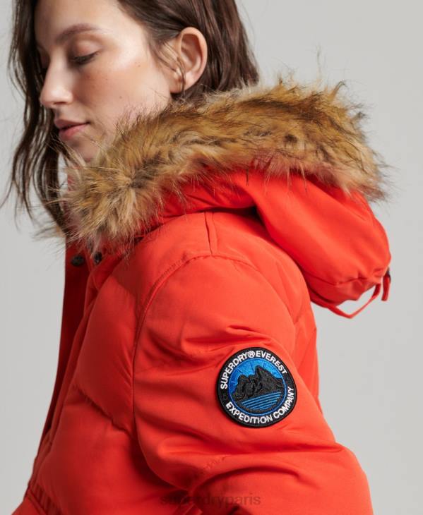 Superdry femmes veste bomber matelassée à capuche everest D64Z3750 vêtements orange