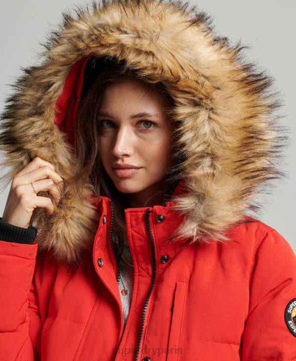 Superdry femmes veste bomber matelassée à capuche everest D64Z3751 vêtements rouge