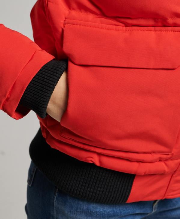 Superdry femmes veste bomber matelassée à capuche everest D64Z3751 vêtements rouge