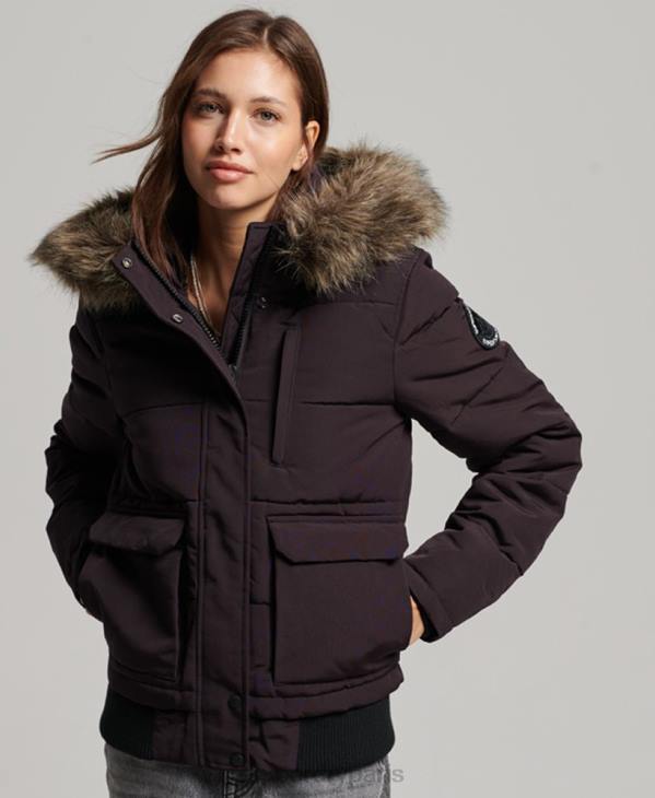 Superdry femmes veste bomber matelassée à capuche everest D64Z3796 vêtements violet