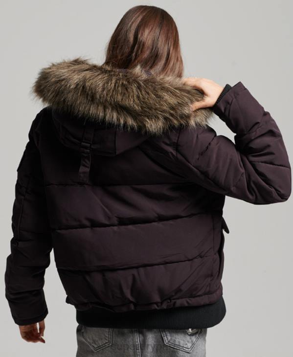Superdry femmes veste bomber matelassée à capuche everest D64Z3796 vêtements violet