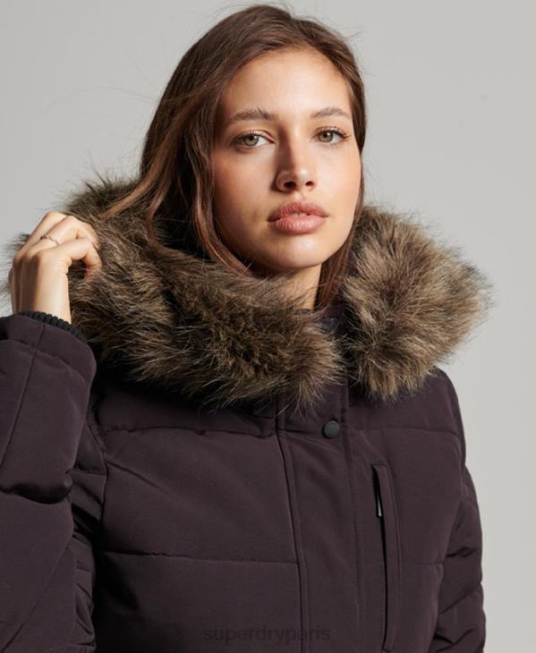 Superdry femmes veste bomber matelassée à capuche everest D64Z3796 vêtements violet