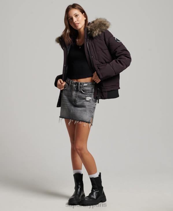 Superdry femmes veste bomber matelassée à capuche everest D64Z3796 vêtements violet