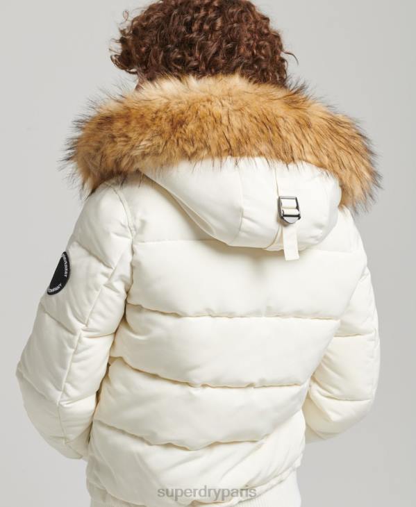 Superdry femmes veste bomber matelassée à capuche everest D64Z5447 vêtements blanc