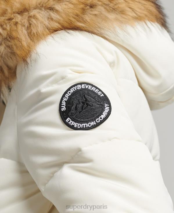 Superdry femmes veste bomber matelassée à capuche everest D64Z5447 vêtements blanc