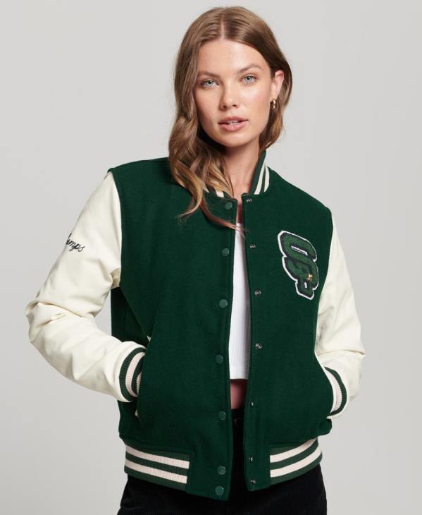 Superdry femmes veste bomber à patch patch D64Z5593 vêtements vert