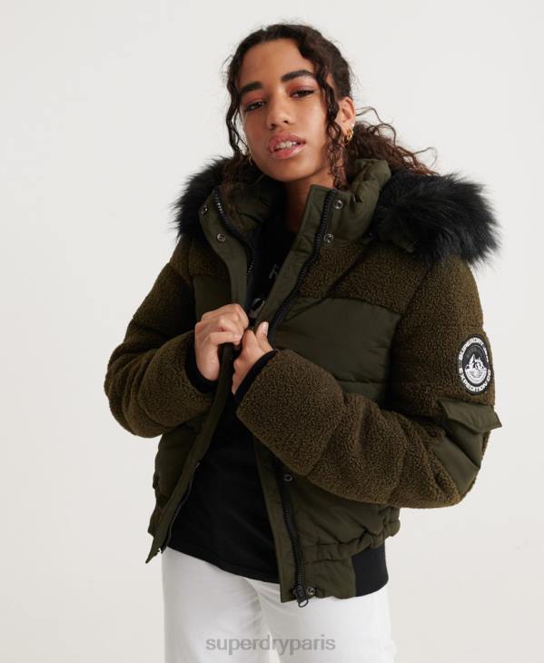 Superdry femmes veste bomber sherpa ella D64Z3855 vêtements kaki