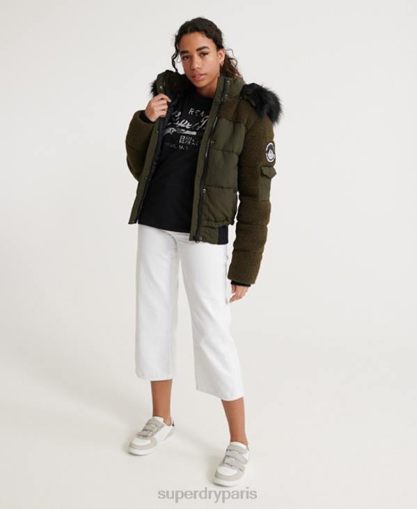 Superdry femmes veste bomber sherpa ella D64Z3855 vêtements kaki