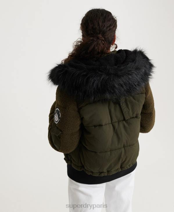Superdry femmes veste bomber sherpa ella D64Z3855 vêtements kaki