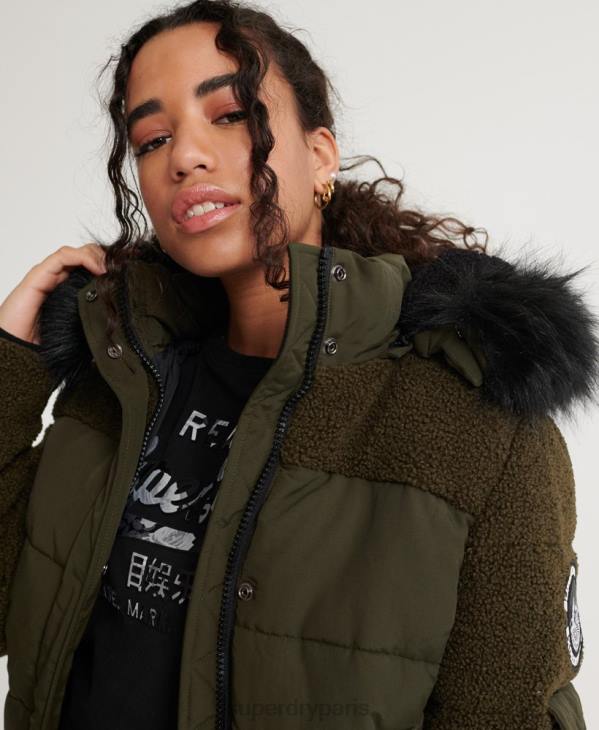 Superdry femmes veste bomber sherpa ella D64Z3855 vêtements kaki