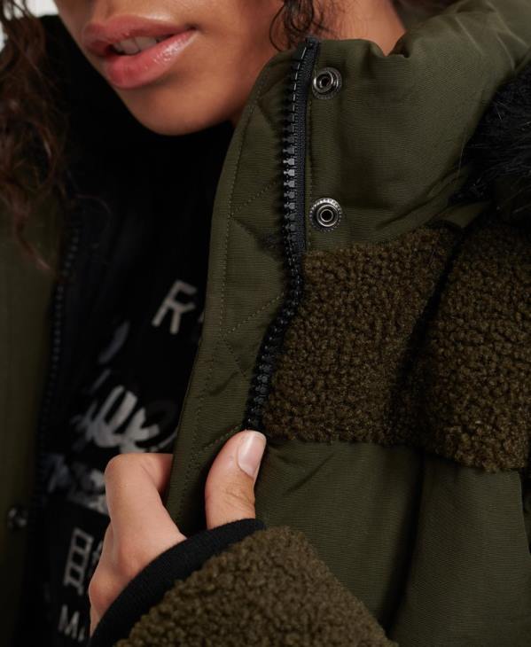 Superdry femmes veste bomber sherpa ella D64Z3855 vêtements kaki