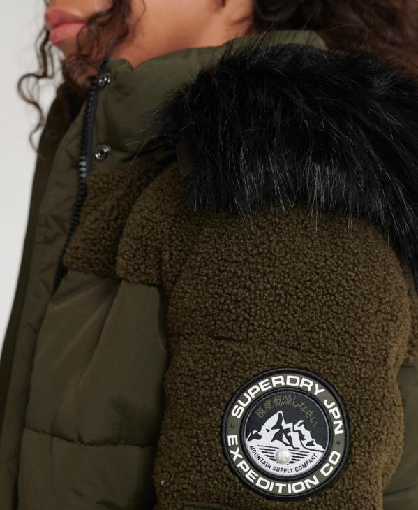 Superdry femmes veste bomber sherpa ella D64Z3855 vêtements kaki