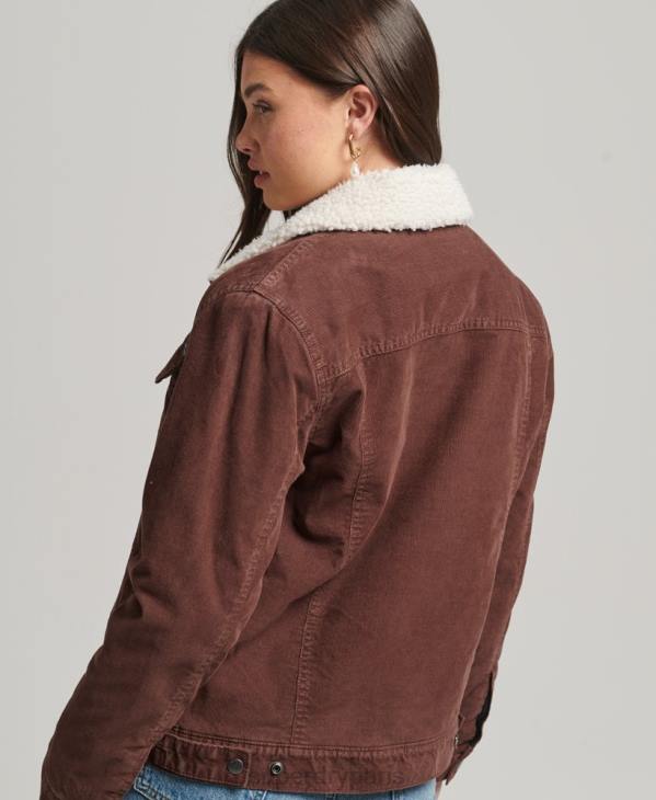 Superdry femmes veste camionneur en velours côtelé D64Z3548 vêtements brun