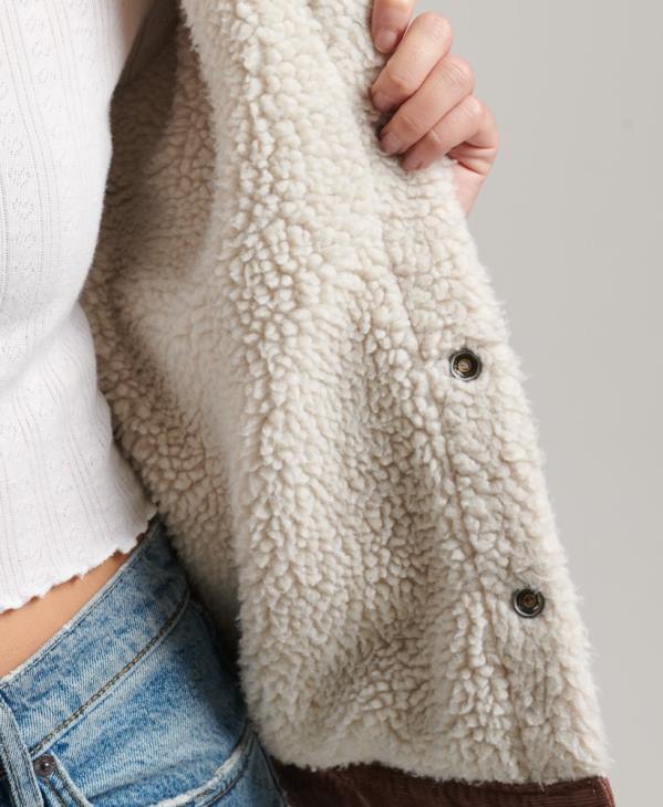 Superdry femmes veste camionneur en velours côtelé D64Z3548 vêtements brun