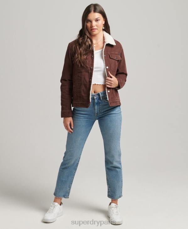 Superdry femmes veste camionneur en velours côtelé D64Z3548 vêtements brun