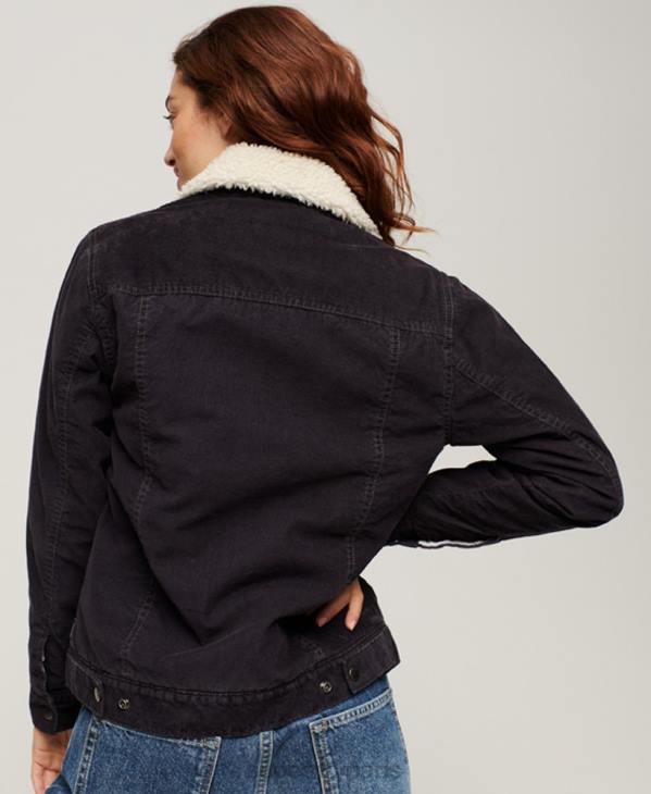 Superdry femmes veste camionneur en velours côtelé D64Z3817 vêtements noir