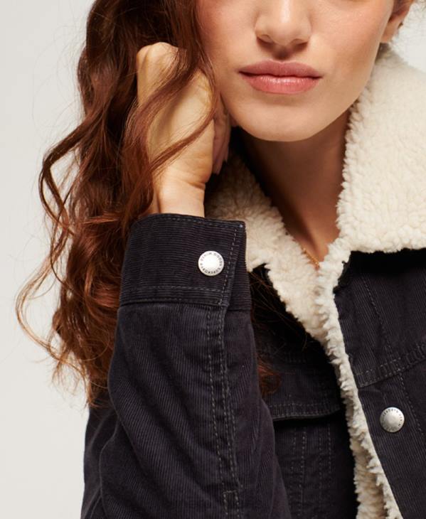Superdry femmes veste camionneur en velours côtelé D64Z3817 vêtements noir