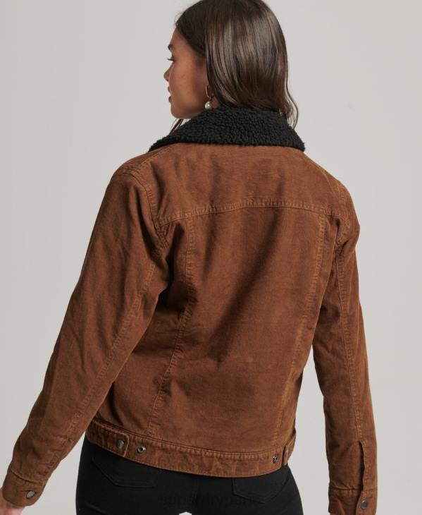 Superdry femmes veste camionneur en velours côtelé D64Z5454 vêtements brun