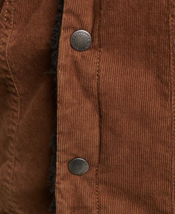 Superdry femmes veste camionneur en velours côtelé D64Z5454 vêtements brun