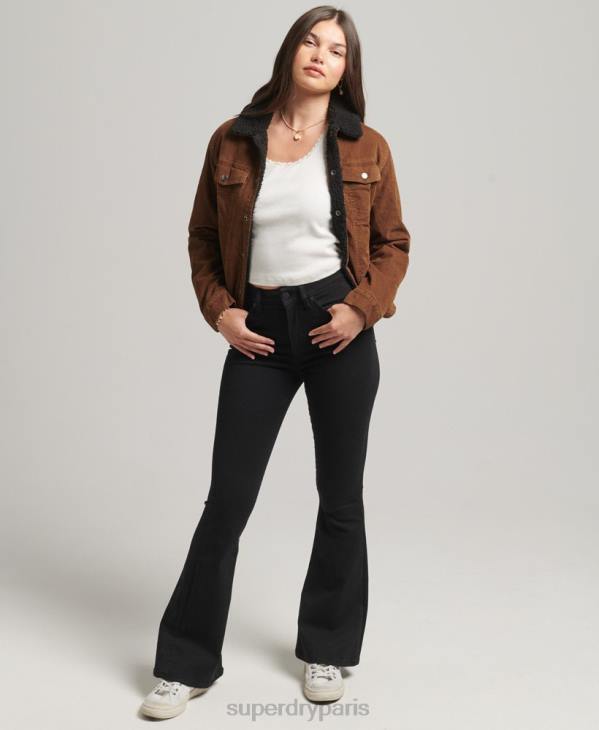 Superdry femmes veste camionneur en velours côtelé D64Z5454 vêtements brun