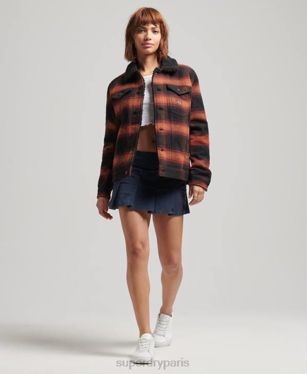 Superdry femmes veste camionneur oversize en sherpa de laine D64Z5434 vêtements rouge