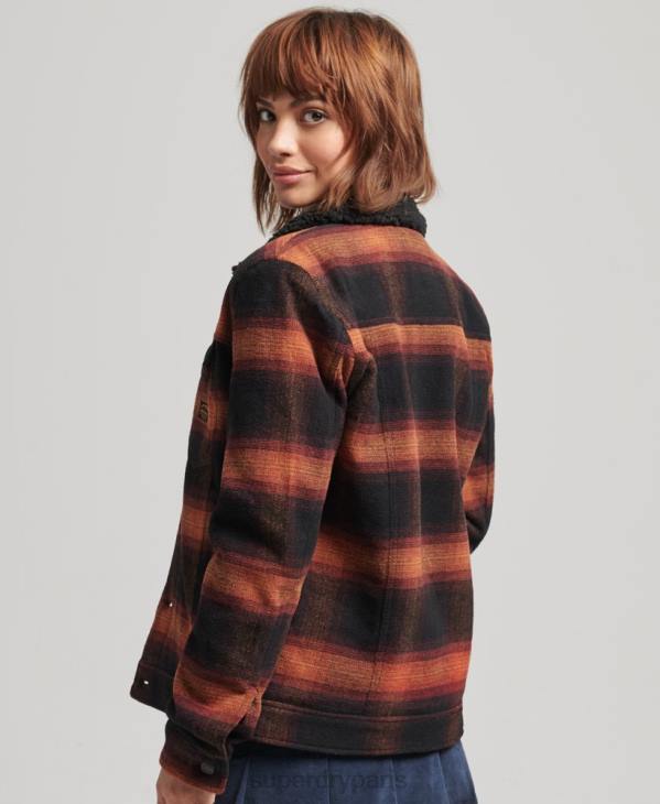 Superdry femmes veste camionneur oversize en sherpa de laine D64Z5434 vêtements rouge