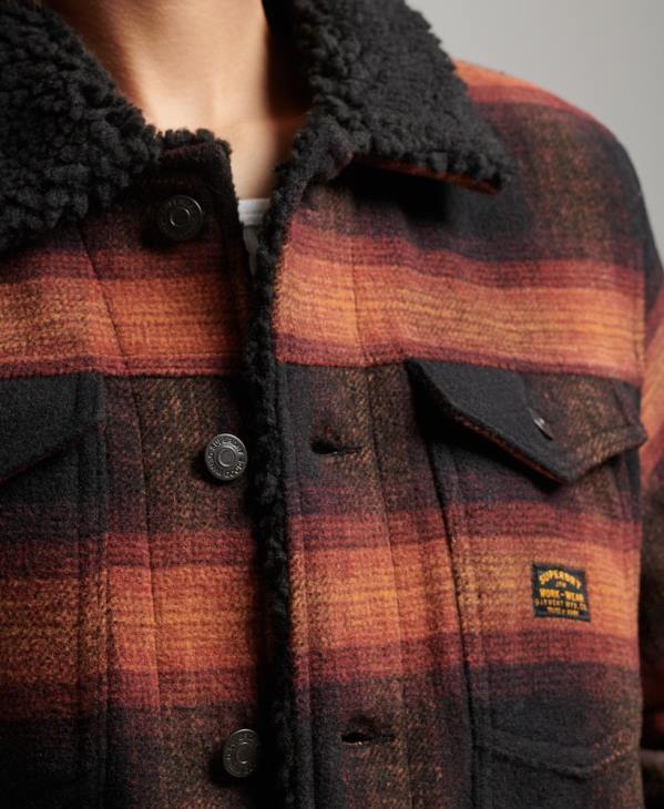 Superdry femmes veste camionneur oversize en sherpa de laine D64Z5434 vêtements rouge