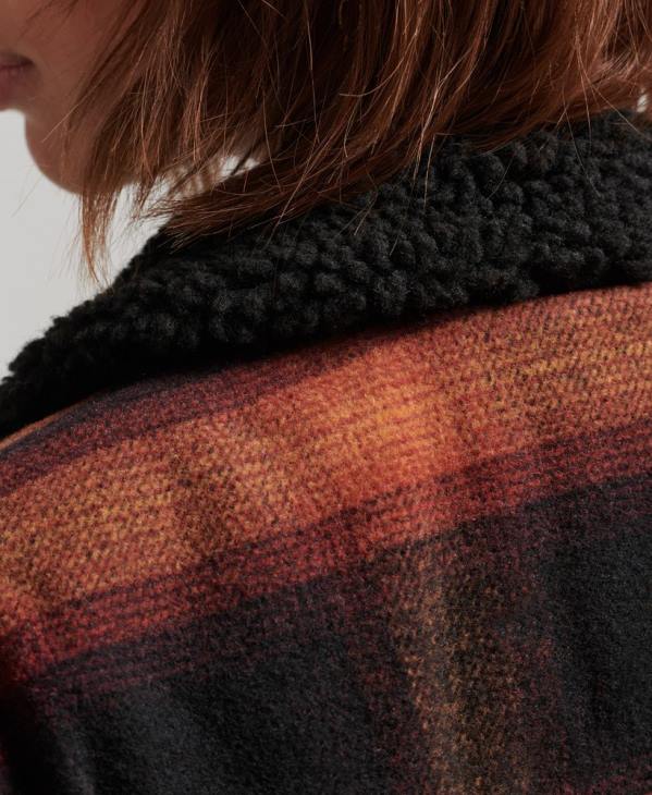 Superdry femmes veste camionneur oversize en sherpa de laine D64Z5434 vêtements rouge