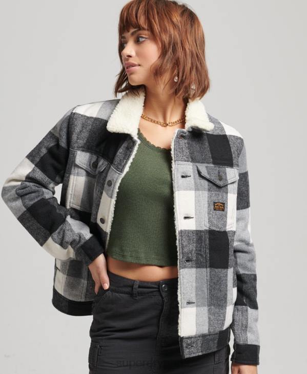 Superdry femmes veste camionneur oversize en sherpa de laine D64Z5564 vêtements noir