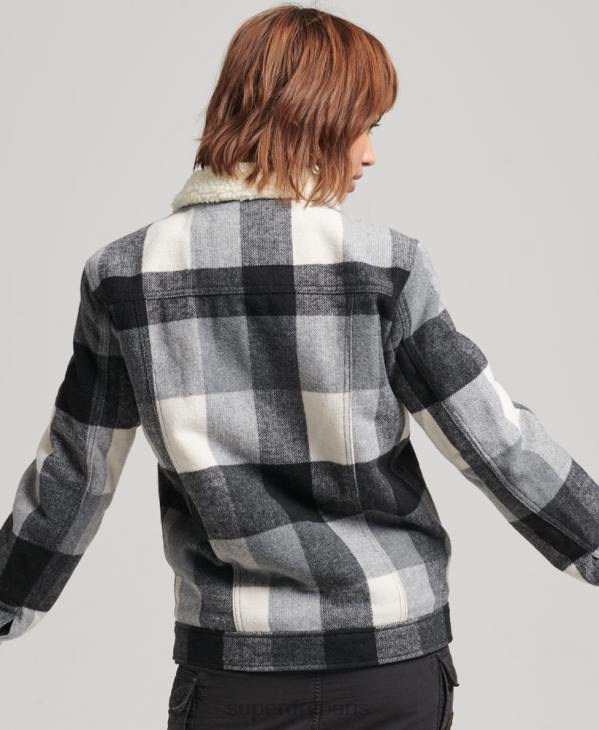 Superdry femmes veste camionneur oversize en sherpa de laine D64Z5727 vêtements noir