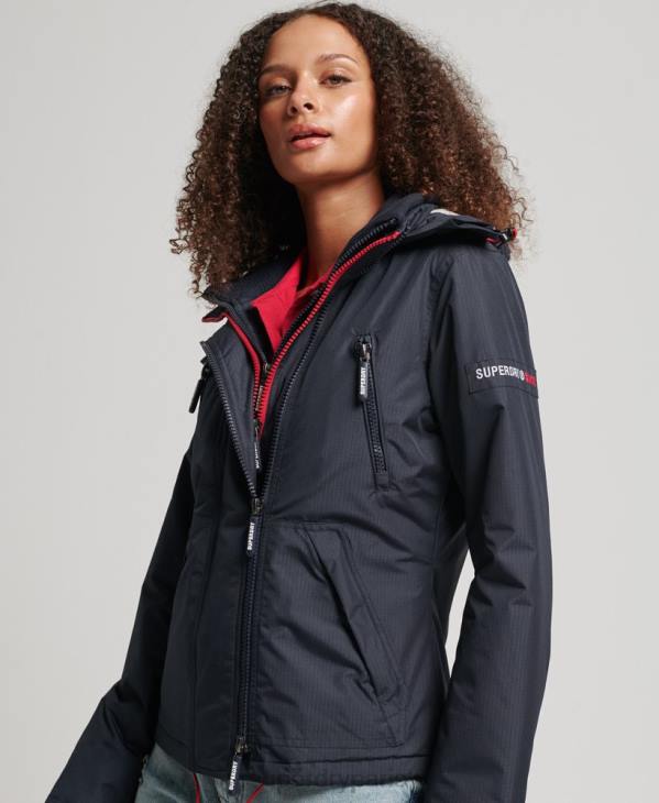 Superdry femmes veste coupe-vent à capuche D64Z3830 vêtements marine