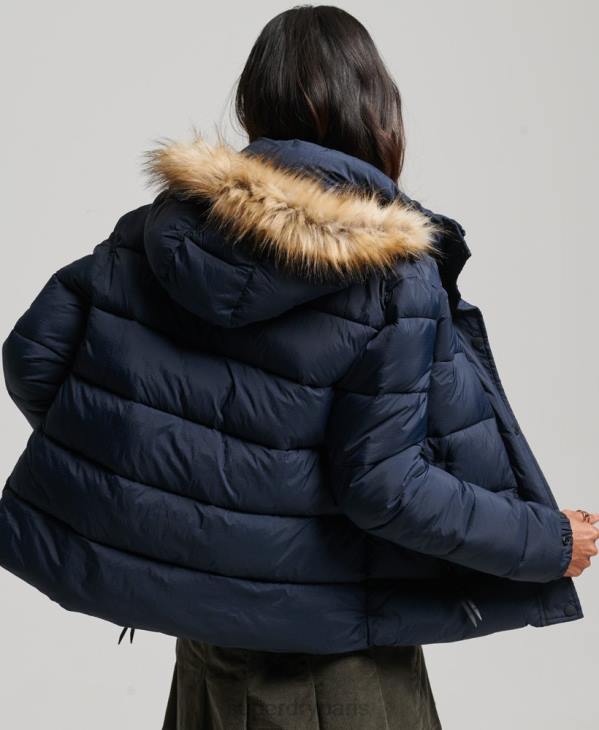 Superdry femmes veste courte à capuche D64Z3585 vêtements marine