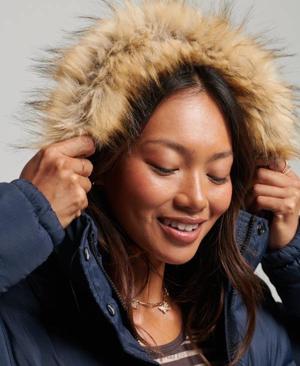 Superdry femmes veste courte à capuche D64Z3585 vêtements marine