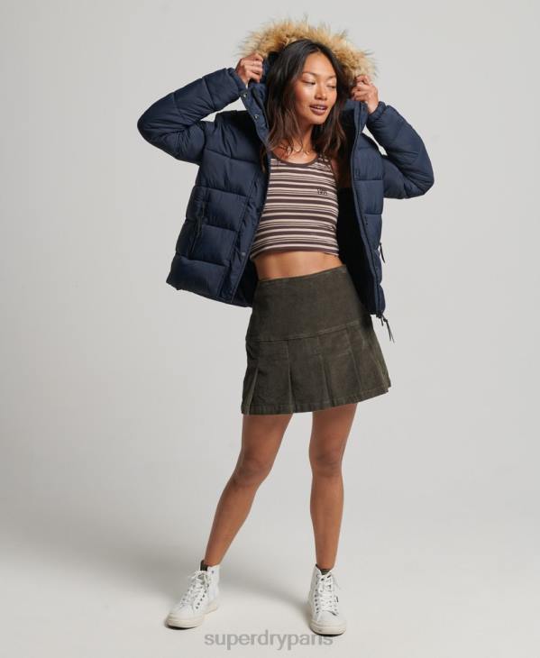 Superdry femmes veste courte à capuche D64Z3585 vêtements marine