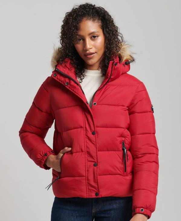 Superdry femmes veste courte à capuche D64Z3632 vêtements rouge