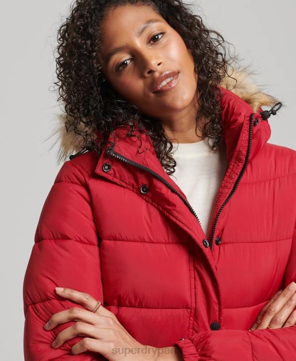 Superdry femmes veste courte à capuche D64Z3632 vêtements rouge