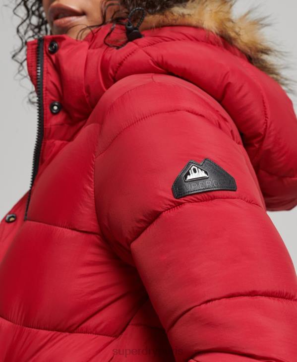 Superdry femmes veste courte à capuche D64Z3632 vêtements rouge