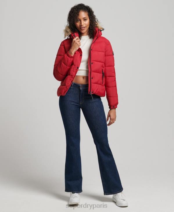 Superdry femmes veste courte à capuche D64Z3632 vêtements rouge