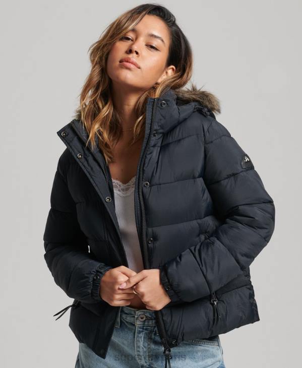 Superdry femmes veste courte à capuche D64Z3633 vêtements gris foncé